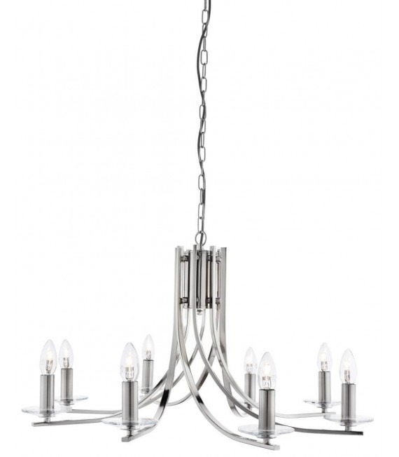 Pendelleuchte 8 Ascona-Lampen aus Satin-Silber und Glas