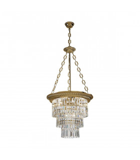 Lampadario classico MILORD CRYSTAL in ottone antico 4 lampadine