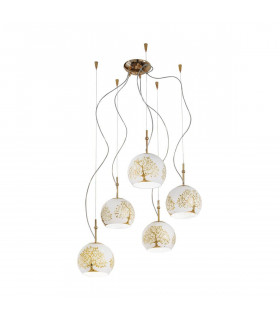 Lampada a sospensione design LUNA Gold 24 carati 5 lampadine