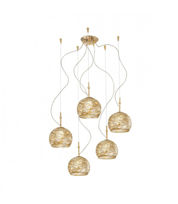 Design Pendelleuchte LUNA Gold 24 Karat 5 Glühbirnen