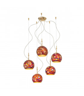 Lampada a sospensione design LUNA Gold 24 carati 5 lampadine