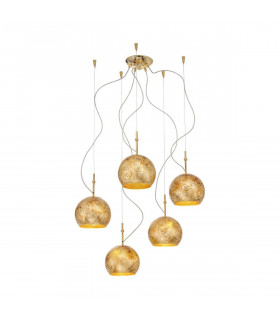 Lampada a sospensione design LUNA Gold 24 carati 5 lampadine
