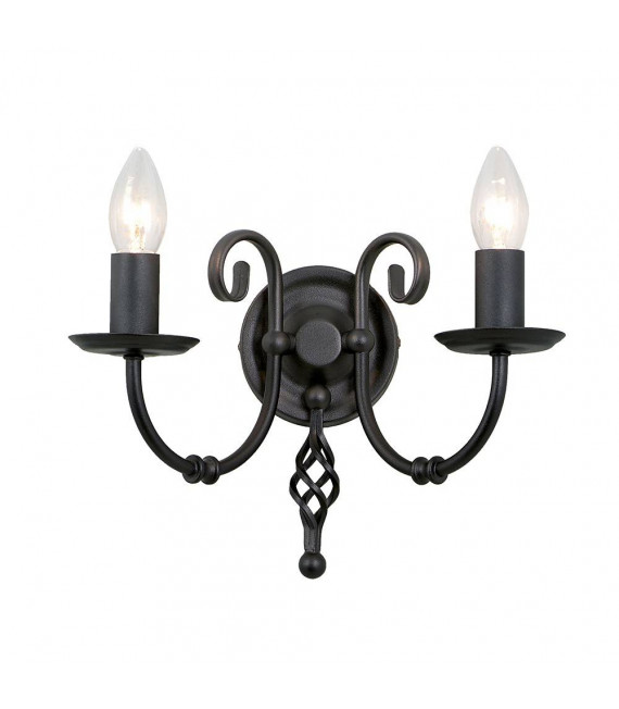 Lampada da parete artigianale, ottone antico, 2 lampadine