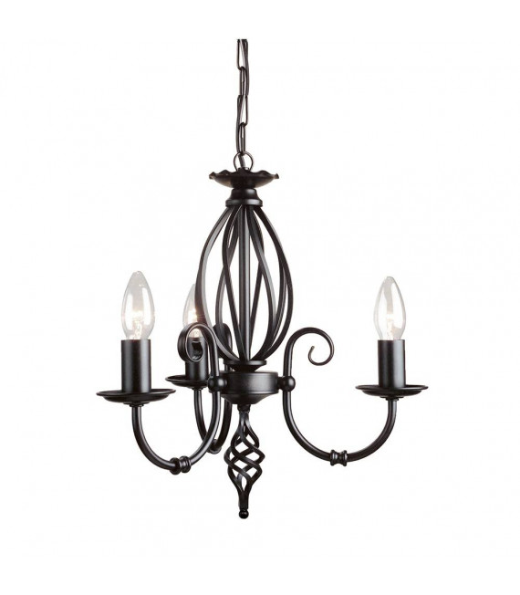 Lampada a sospensione artigianale, ottone antico, 3 lampadine