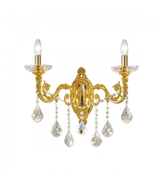 Applique murale classique CONTARINI CRYSTAL Or 24 Carats 2 ampoules