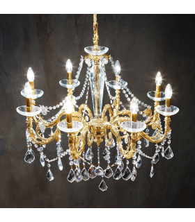 Chandelier classique CONTARINI CRYSTAL or Français 8 ampoules