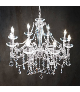 Araña de luces clásica CONTARINI CRYSTAL cromo 8 bombillas