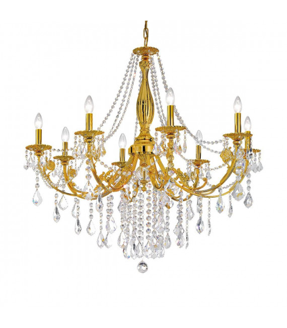 Candeliere classico PISANI CRYSTAL oro francese 8 lampadine