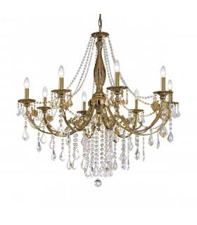 Lampadario classico PISANI CRYSTAL ottone antico 8 lampadine