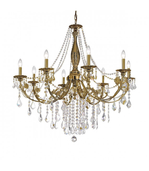 Lampadario classico PISANI CRYSTAL ottone antico 8 lampadine