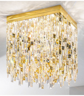 Plafonnier design PRISMA Or 24 Carats 8 ampoules