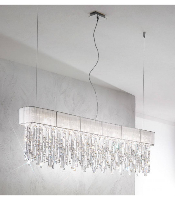 Lampada a sospensione design PRISMA cromata 7 lampadine