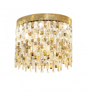 Plafoniera design PRISMA 24 carati oro 6 lampadine