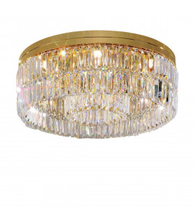 Plafonnier design PRISMA Or 24 Carats 12 ampoules