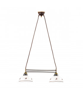 Accogliente lampada a sospensione NONNA in ottone antico 2 lampadine