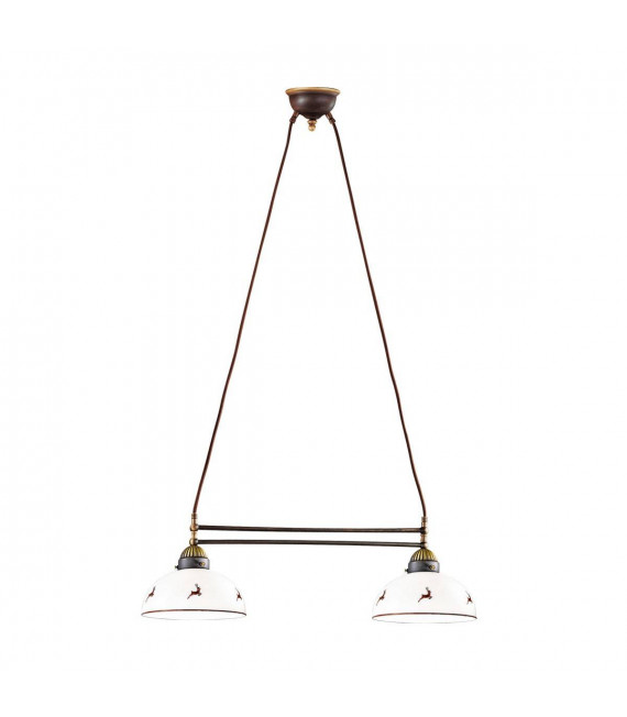 Accogliente lampada a sospensione NONNA in ottone antico 2 lampadine