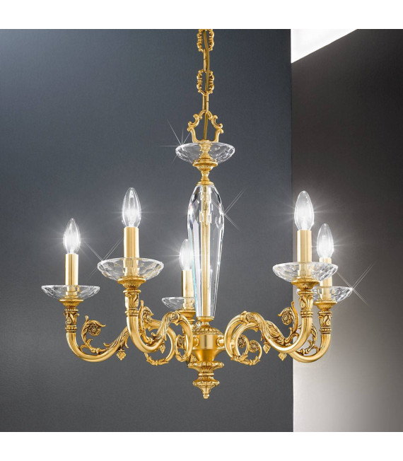 Lampadario classico CONTARINI oro francese 5 lampadine