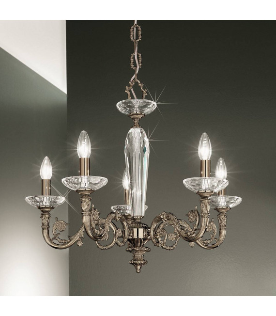 Lampadario classico CONTARINI ottone antico 5 lampadine