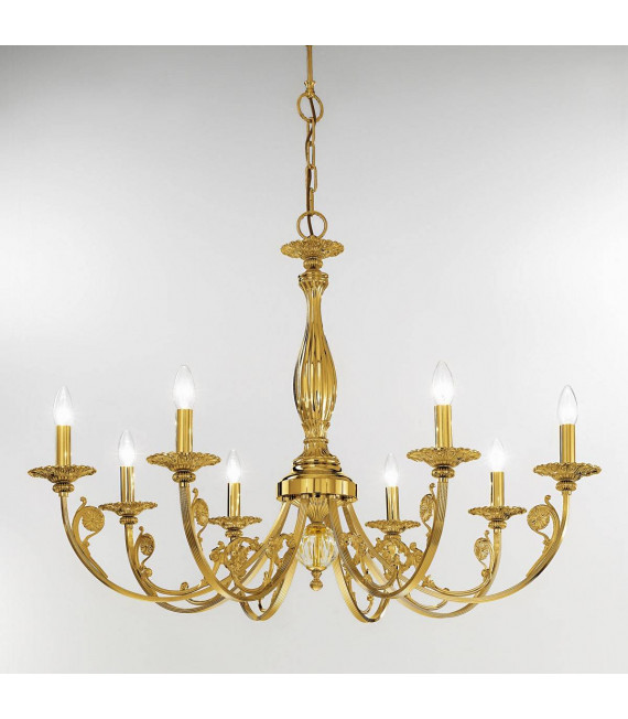 Chandelier classique PISANI or Français 8 ampoules
