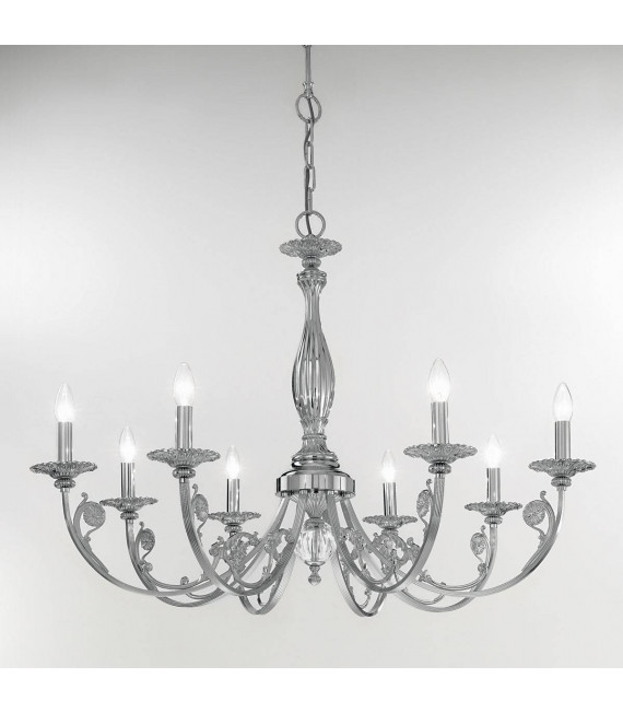 Chandelier classique PISANI chrome 8 ampoules