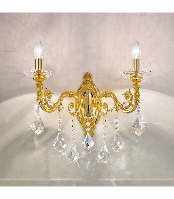 Applique classica CONTARINI CRYSTAL 24 carati oro 2 lampadine