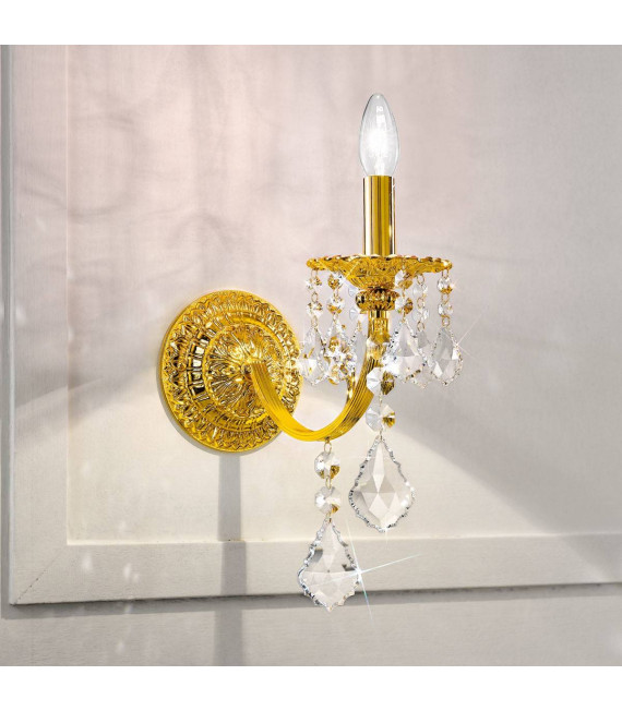 Aplique clásico PISANI CRYSTAL Oro francés 1 bombilla