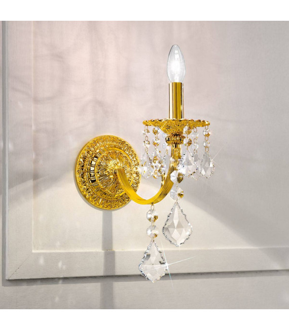 Aplique clásico PISANI CRYSTAL 24 quilates Oro 1 bombilla