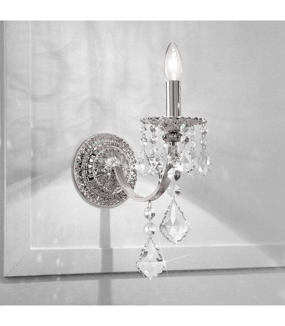 Applique classica PISANI CRYSTAL cromo 1 lampadina