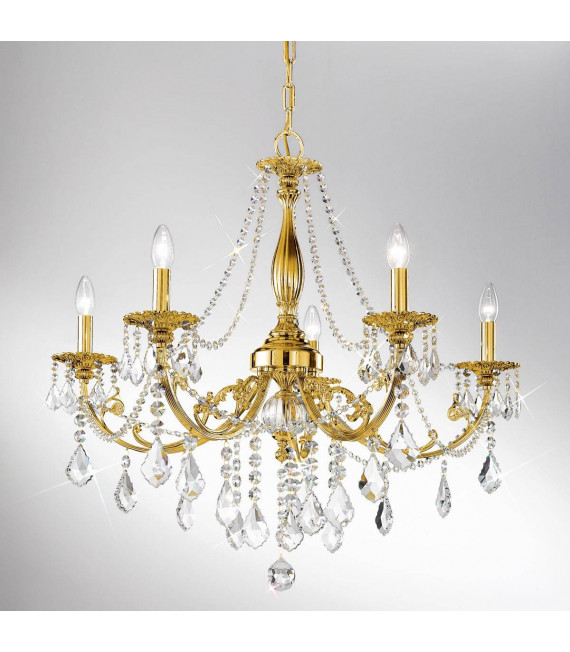 Chandelier classique PISANI CRYSTAL or Français 5 ampoules