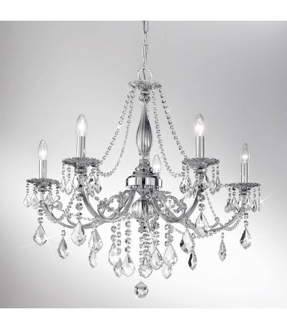 Klassischer Kronleuchter PISANI CRYSTAL Chrom 5 Glühbirnen