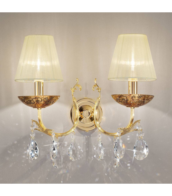 Klassische Wandleuchte VICTORIA 2 Gold 24 Karat 2 Glühbirnen