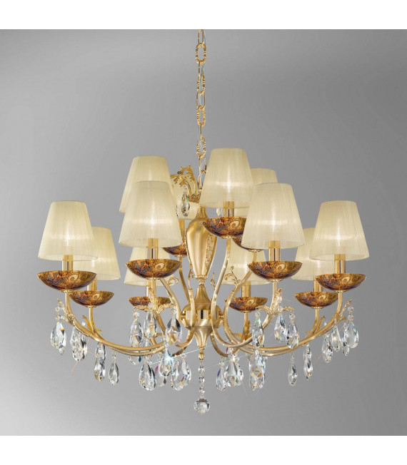 Chandelier classique VICTORIA 2 Or 24 Carats 12 ampoules
