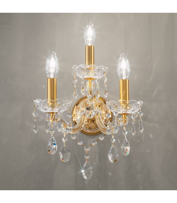 Applique murale classique SCHÖNBRUNN Or 24 Carats 3 ampoules
