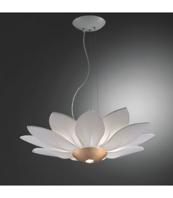 Suspension design FIORE feuille d'or 7 ampoules