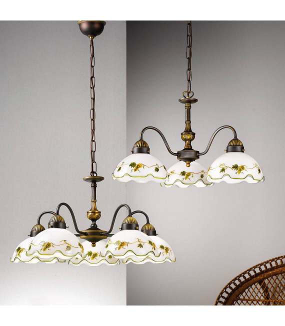 Candeliere accogliente stile NONNA ottone antico 3 lampadine