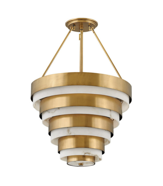 Hinkley Pendant Faux Alabaster, Heritage Brass Steel