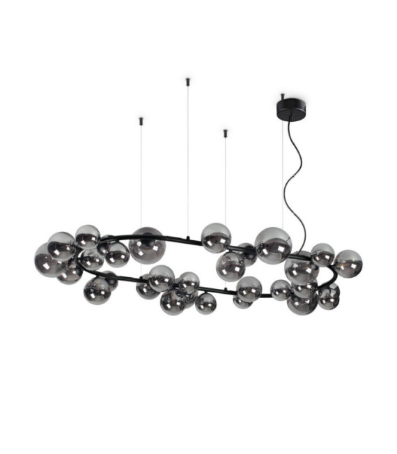 PERLAGE Lámpara Colgante Cristal, Metal Negro