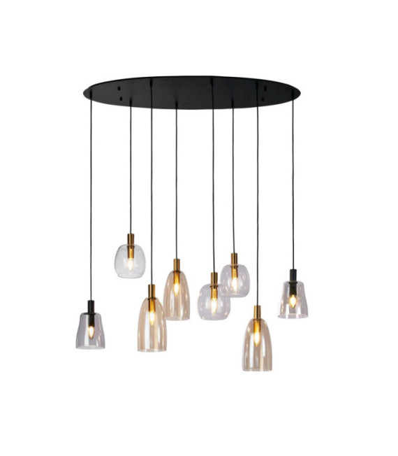 Lampada a sospensione Divine Acciaio dolce, vetro nero