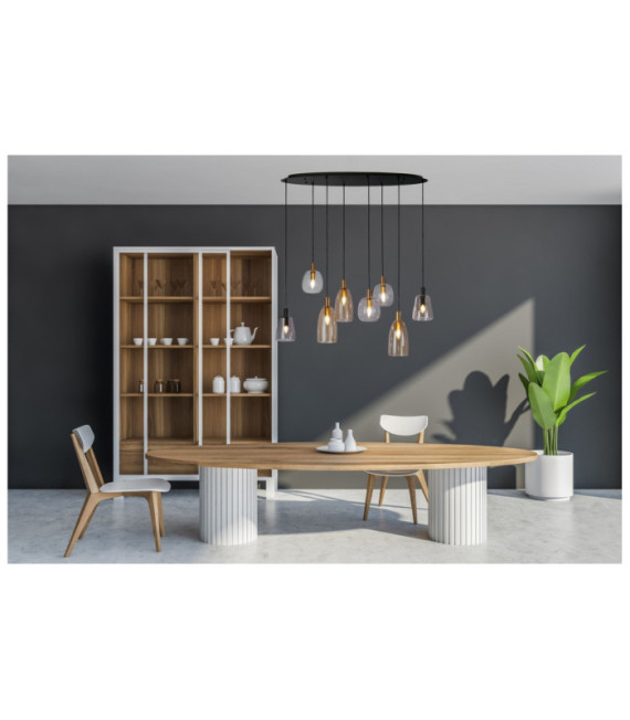 Lámpara colgante Divine Acero dulce, Vidrio negro