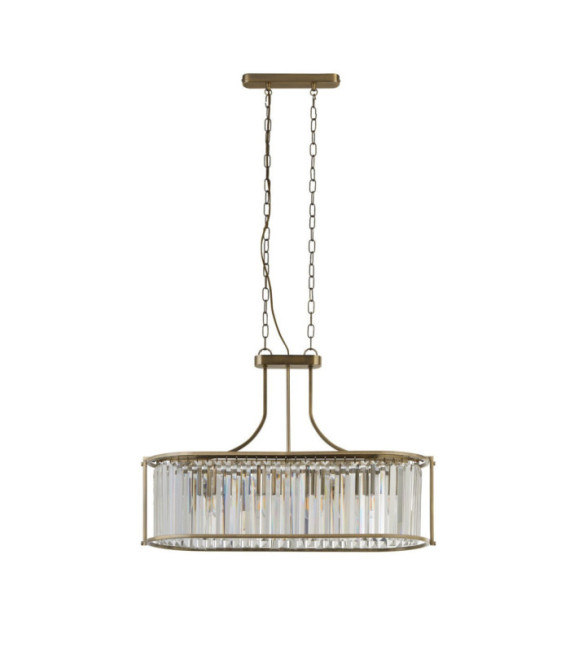 Suspension Victoria Acier doux,verre Laiton Antique