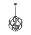 Quoizel pendant light Opal engraved glass, Old Black steel