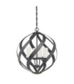 Suspension Quoizel Verre gravé opale,acier Vieux Noir