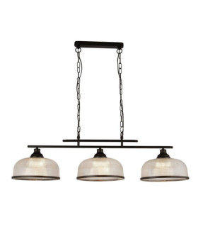 Lámpara colgante Highworth Acero dulce, Vidrio negro