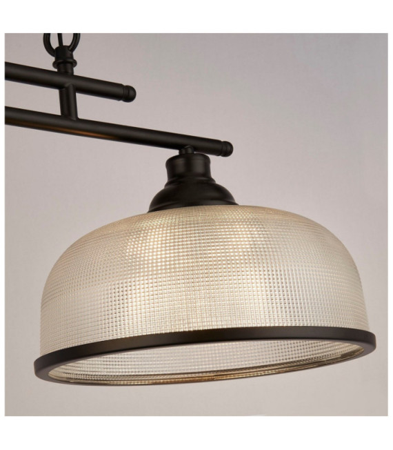 Highworth Pendelleuchte Weichstahl, schwarzes Glas