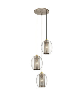 Suspension Asher Acier,Verre Étain antique