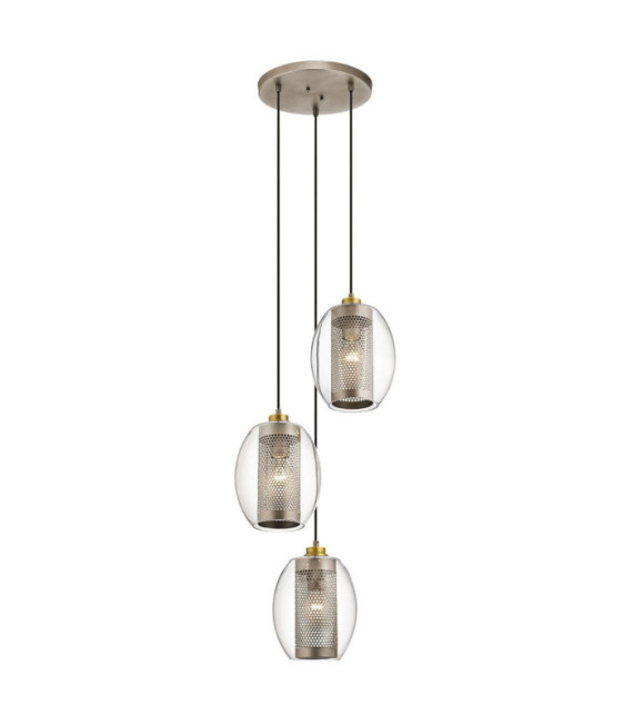 Suspension Asher Acier,Verre Étain antique