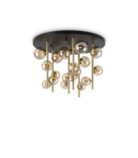 Plafoniera con perline in metallo ottone