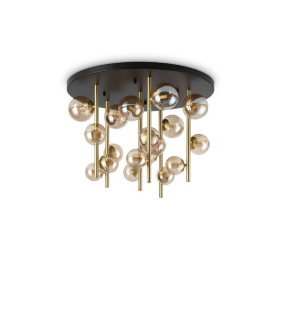 Plafoniera con perline in metallo ottone