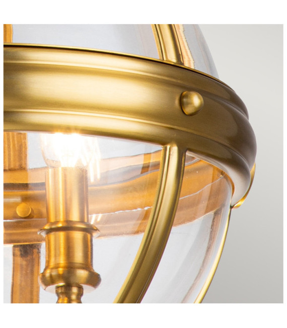 Feiss Pendelleuchte Transparentes Glas, Stahl Brüniertes Messing