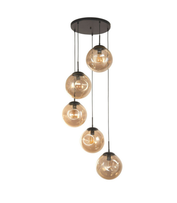 Lámpara colgante Punch Acero dulce, Vidrio negro